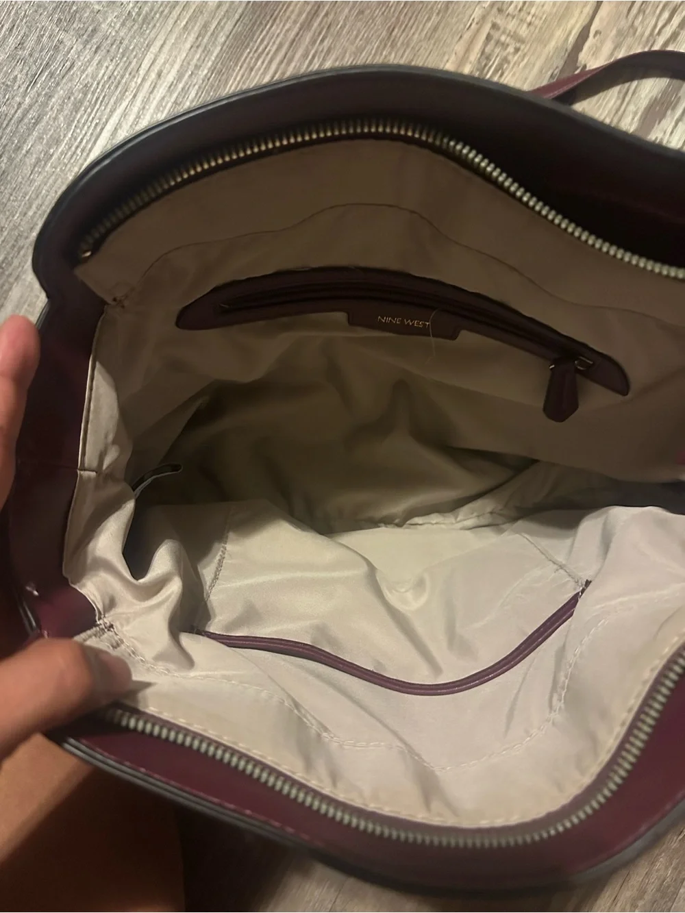 Nine West Pink and Burgundy Satchel with Detachable Crossbody Strap